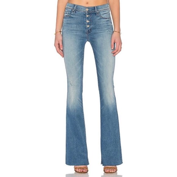 Mother Pixie Cruiser Fray Rumor Has It Flare Jeans - Women's Size 27*30 - Blue - Picture 1 of 12